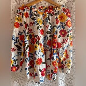 Like New Bright Floral 100% Cotton Eyelet Peasant Blouse